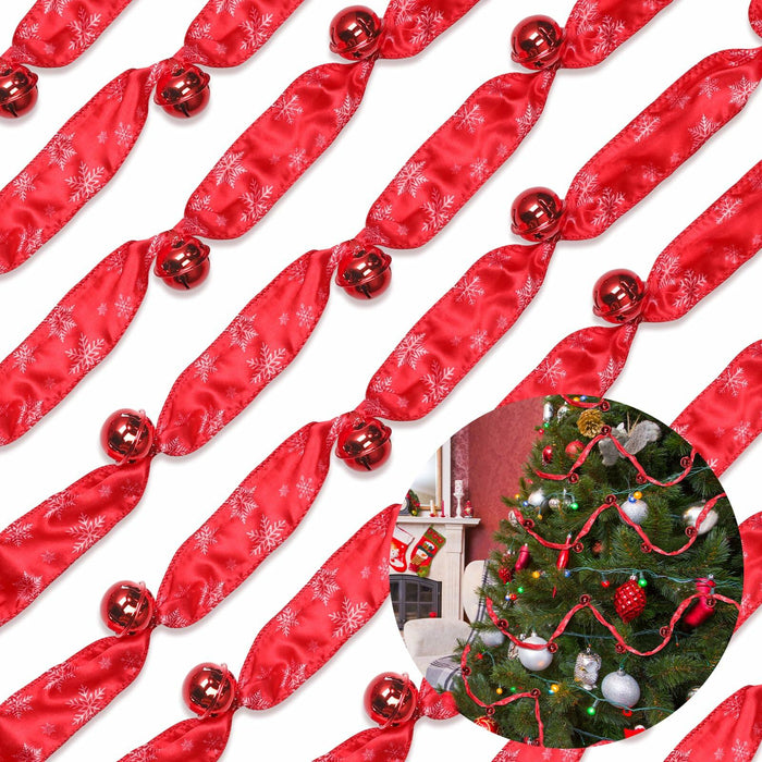 Jutom 2 Pack 6 Yards Burlap Christmas Garland with Jingle Bells Red Black by Deal US