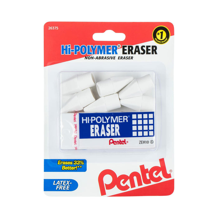 Pentel HI-Polymer Eraser Combo Pack 6 Caps 1 Large White ZEH0210BP7 by Deal US