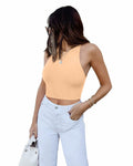 REORIA Women's Sleeveless High Neck Racerback Cropped Tank Top Nude Size XL by Deal US