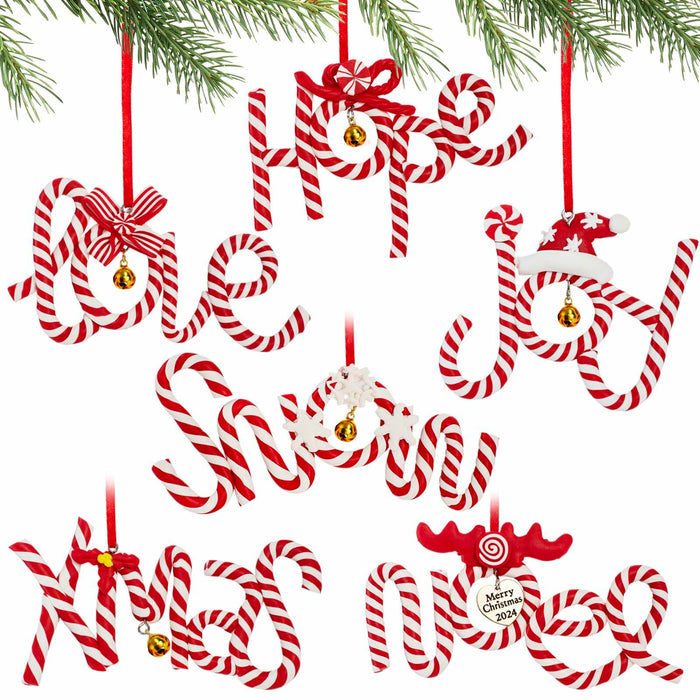 Langley 6 PCS 2024 Christmas Polymer Clay Hanging Ornaments Xmas Tree by Deal US