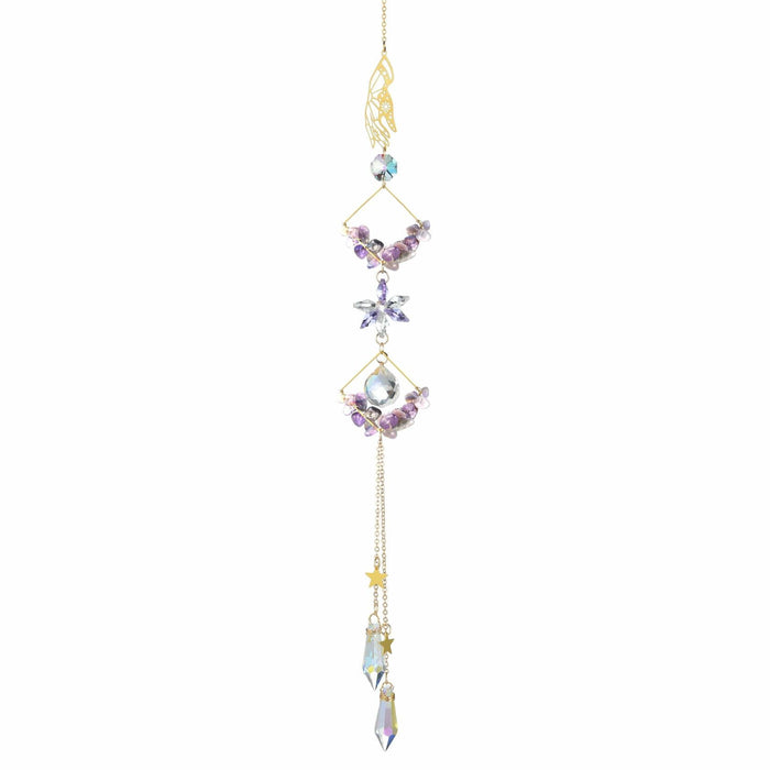 Venusorn Natural Crystal Flower Chains Purple - Window Décor Sun Catchers by Deal US