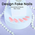 RUOKEXIN Almond Medium Pink Press On Nails Silver Glitter White Tips 24pcs by Deal US