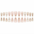 Vokupoga Press On Nails French Tip Medium Pink White Glitter 24Pcs by Deal US