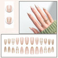 Vokupoga Press On Nails French Tip Medium Pink White Glitter 24Pcs by Deal US