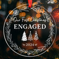 Our First Christmas Mr & Mrs 2024 Crystal Glass Ornament Wedding Gift by Deal US