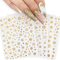 12 Sheets 3D Snowflake Nail Art Stickers Holographic Laser Gold Silver Xmas by Deal US