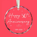 50th Anniversary Glass Wedding Ornament Keepsake Gift for Couple 3 Inch by Deal US