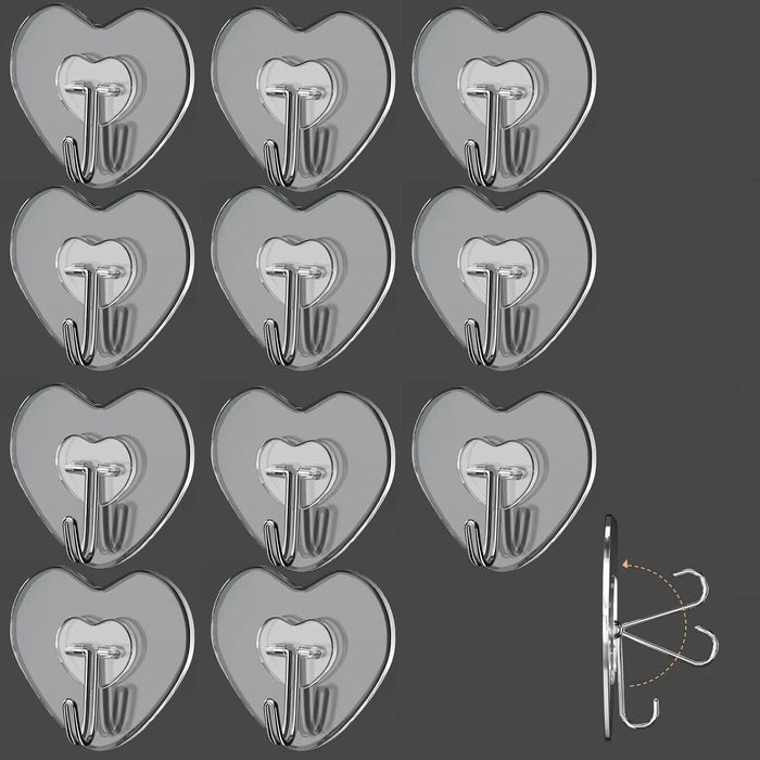 TocTen Adhesive Hooks 12 Pack Heavy Duty Clear Waterproof 30lb Max Load by Deal US