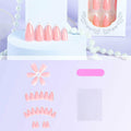 RUOKEXIN Almond Medium Pink Press On Nails Silver Glitter White Tips 24pcs by Deal US