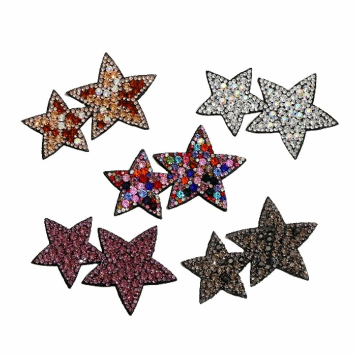 Minason Crystal Star Rhinestone Sew-On Patches Mix Color 2.6x1.57in 5Pc by Deal US