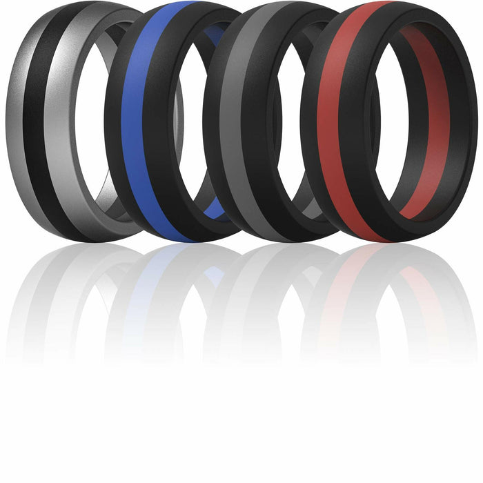 Men’s Silicone Wedding Rings 8.7mm Wide 2mm Thick Size 10.5-11 Variety Pack by Deal US