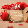 50th Anniversary Glass Wedding Ornament Keepsake Gift for Couple 3 Inch by Deal US