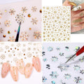 12 Sheets 3D Snowflake Nail Art Stickers Holographic Laser Gold Silver Xmas by Deal US