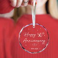 50th Anniversary Glass Wedding Ornament Keepsake Gift for Couple 3 Inch by Deal US