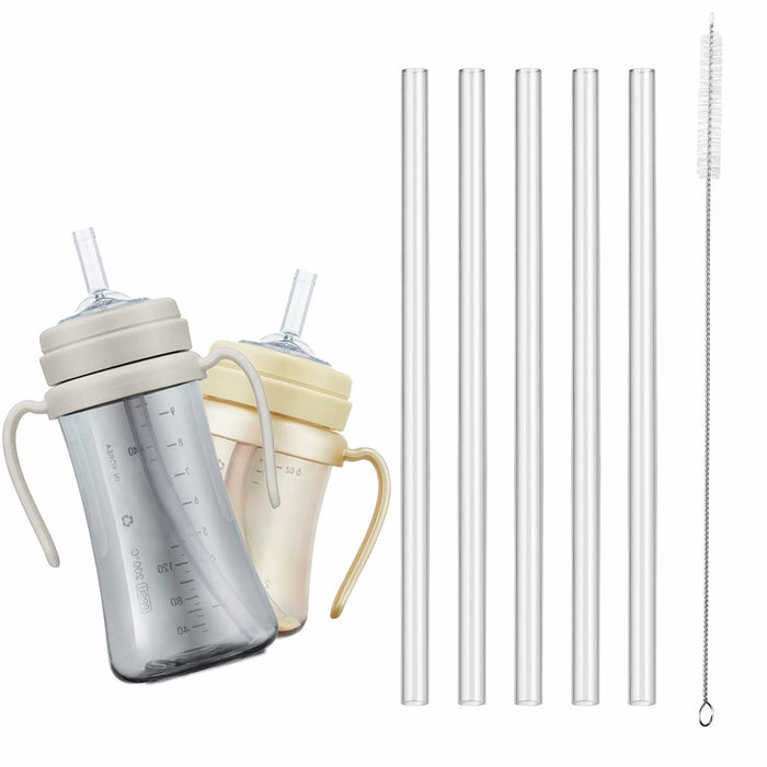 Grosmimi Replacement Straw 5-Pack with Cleaning Brush Clear Compatible by Deal US