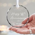 50th Anniversary Glass Wedding Ornament Keepsake Gift for Couple 3 Inch by Deal US