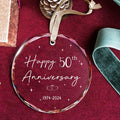 50th Anniversary Glass Wedding Ornament Keepsake Gift for Couple 3 Inch by Deal US