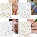 12 Sheets 3D Snowflake Nail Art Stickers Holographic Laser Gold Silver Xmas by Deal US