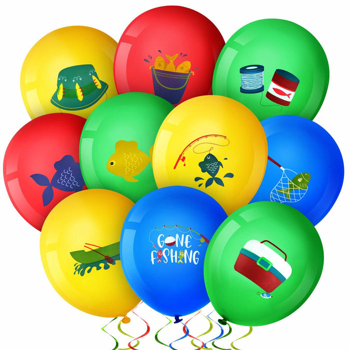 Hxezoc 48 Pcs Fish Bobber Balloons Latex Fishing Party Decorations by Deal US