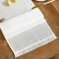 LUOYEHK Boho Table Runner With Fringe 12x108 Inch White Farmhouse Rustic by Deal US