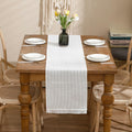 LUOYEHK Boho Table Runner With Fringe 12x108 Inch White Farmhouse Rustic by Deal US