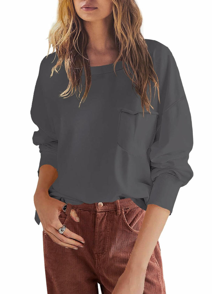 SENSERISE Womens Crewneck Sweatshirt Long Sleeve Pockets Green Size S by Deal US
