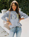 FAYALEQ Women's Vintage Graphic Sweatshirt Crew Neck Long Sleeve Grey Size 2XL by Deal US