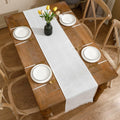LUOYEHK Boho Table Runner With Fringe 12x108 Inch White Farmhouse Rustic by Deal US