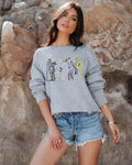 FAYALEQ Women's Vintage Graphic Sweatshirt Crew Neck Long Sleeve Grey Size 2XL by Deal US