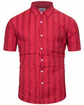 TUNEVUSE Mens Striped Hawaiian Button-Down Shirt Wine Size XL by Deal US
