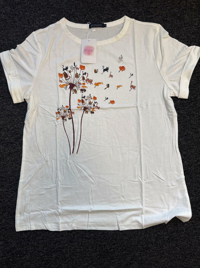 Inber Women's Boho Wildflowers Graphic Crewneck T-Shirt Size L by Deal US