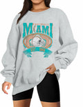 FASHGL Miami Football Sweatshirt Women Oversize Long Sleeve Light Grey XXL by Deal US