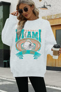 FASHGL Miami Football Sweatshirt Women Oversize Long Sleeve Light Grey XXL by Deal US