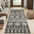 jinchan Boho Area Rug 4x6 Machine Loomed Vintage Floral Black White by Deal US