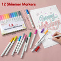 Leceha Metallic Glitter Outline Markers Pens 12 Colors Drawing Kids Teens by Deal US