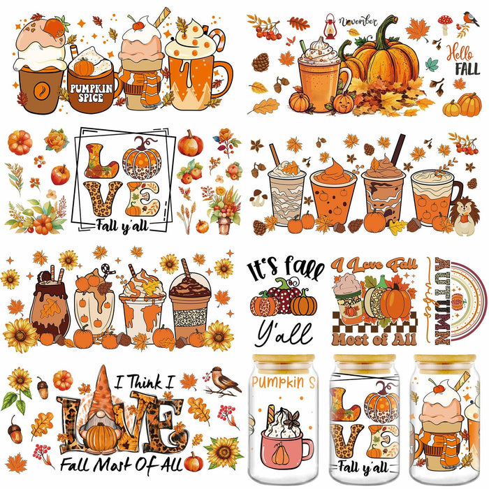 AFRITEE Transfer Stickers 8 Sheets Orange Thanksgiving Autumn Pumpkin Decor by Deal US