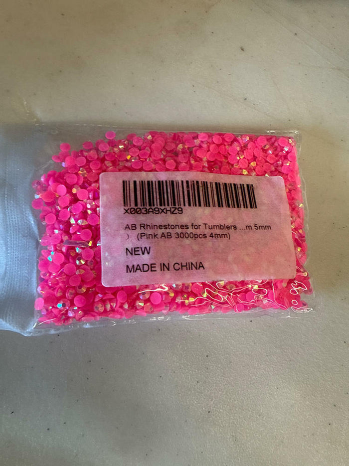 AB Rhinestones 4mm Flatback Jelly & Clear Pink 3000pcs Craft Gems by Deal US