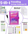 100 Envelope Challenge Binder 5-in-1 Budget Planner Shining Silver by Deal US