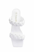 ComeShun Women Low Block Heel Mules Open Toe Ankle Strap White Size 6 by Deal US