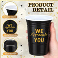 Jingmore 50 Pcs 16oz Disposable Bridal Shower Cups Black Gold by Deal US