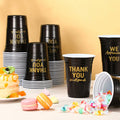Jingmore 50 Pcs 16oz Disposable Bridal Shower Cups Black Gold by Deal US