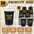 Jingmore 50 Pcs 16oz Disposable Bridal Shower Cups Black Gold by Deal US
