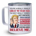 NAHOTICQ 90th Birthday Tumbler Mug 12oz Gift for Men Women by Deal US