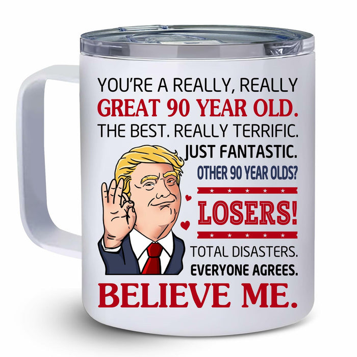 NAHOTICQ 90th Birthday Tumbler Mug 12oz Gift for Men Women by Deal US