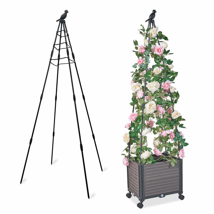 GOTRUTH Obelisk Trellis with Planter Boxes 63" Rustproof Outdoor Plant Support by Deal US