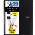 [Like New] Five Star 5-Subject Spiral Notebook College Ruled 8.5x11 Black 200 Sheets by Deal US