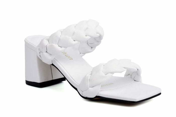 ComeShun Women Low Block Heel Mules Open Toe Ankle Strap White Size 6 by Deal US