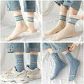 Glamorstar Women's Cotton Crew Socks 5 Pairs Blue Earth Size US One by Deal US