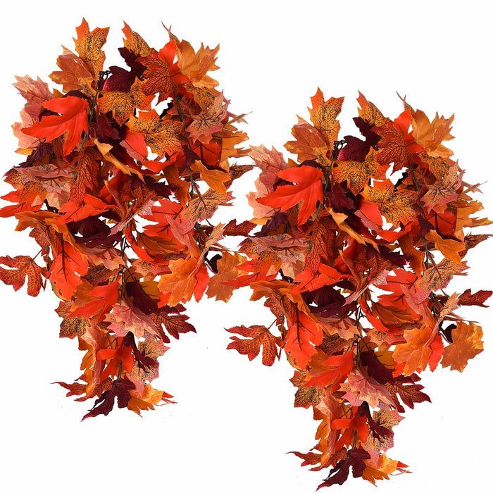 RECUTMS 2Pcs Artificial Autumn Maple Leaves Garland 2.5FT Fall Decor by Deal US