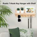 Lwenki Wall Mount Key Holder with 7 Hooks & Shelf 13.8x5.3x3.2 Inches by Deal US